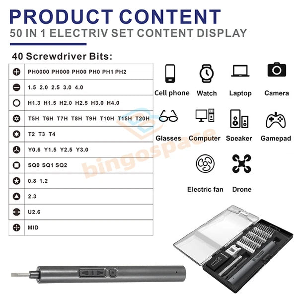 Mini Electric Screwdriver Cordless Precision Screwdriver Set with 40 Driver Bits
