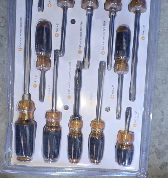 Pittsburgh 12 Piece Cushion Grip Screwdriver Set - New in Sealed Package