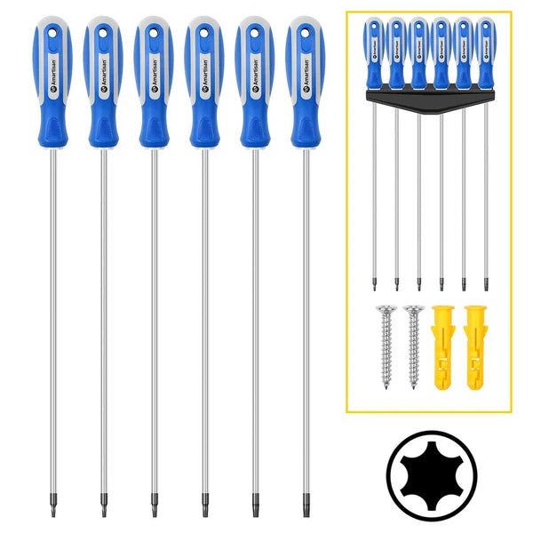 Amartisan 6-Piece Extra Long Torx Screwdrivers Set, length 12''(300mm) T10 - ...