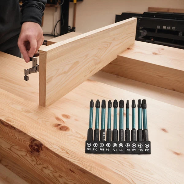 Magnetic Bit Set of 10 Pieces for Repairing Cars and Electronics Tools