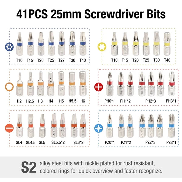Mini Ratchet Wrench and 41PCS Screwdriver Bits Set Quick Release Ratchet Wrench