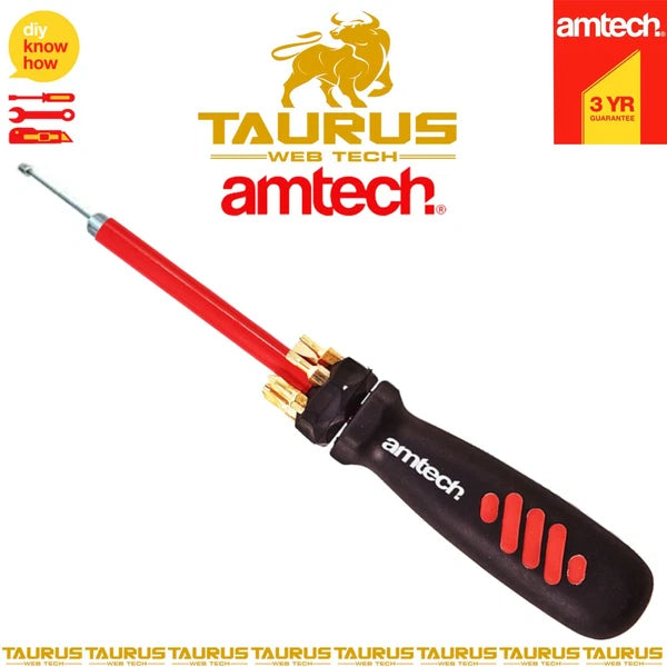 8x AMTECH Telescopic Magnetic Screwdriver Set Torx Phillips Slotted Hand Tool UK