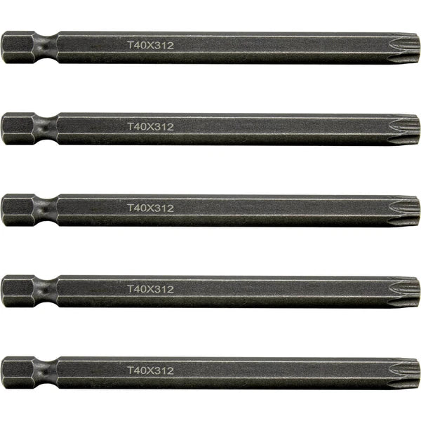 T40 Torx/Star Driver Bits - Quick Change Shank - Industrial Steel - Impact Rated