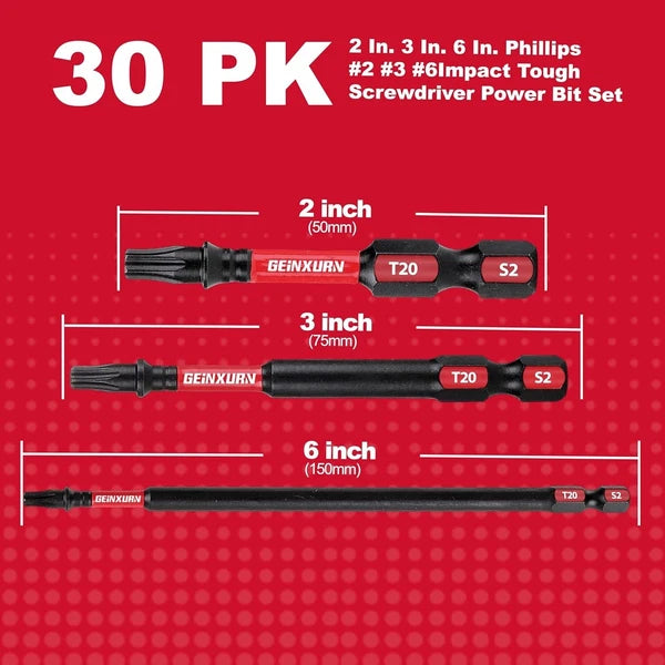 30-Piece Long Extension PH2 Screwdriver Bits Set: Tough D2 Steel & Magnetic