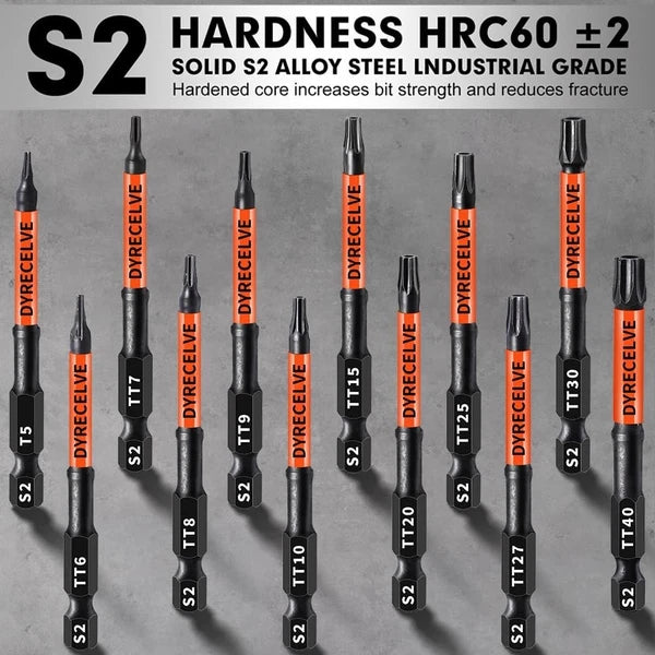 Impact Security Torx Bit Set 6-Inch 8-Pieces 6 Inch Bits, Black