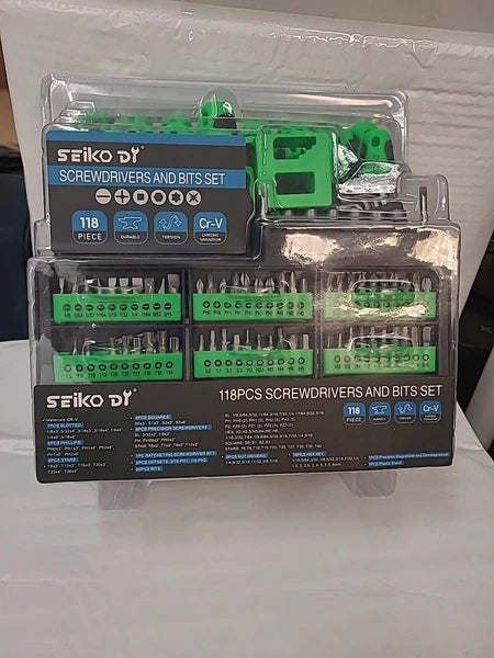 SEIKO 118pcs Precision Magnetic Screwdriver Set & Bits Cr-V D118PCS