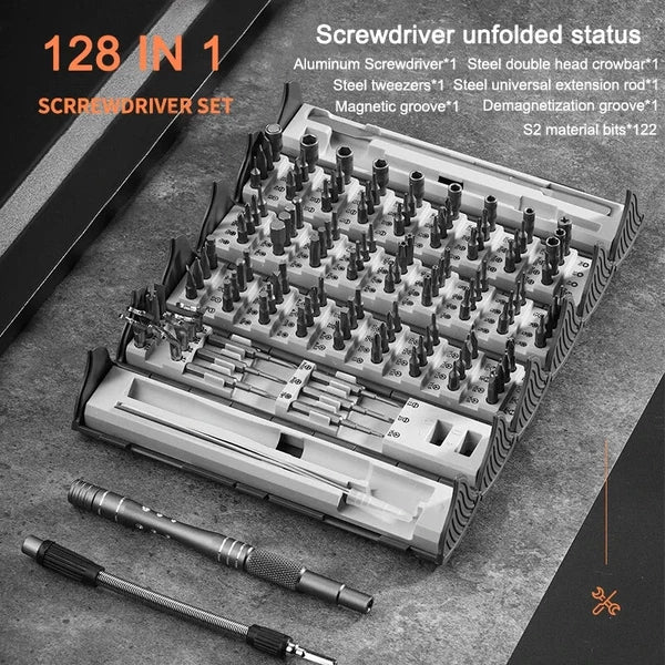 Multi Functional Screwdriver Set 128 in 1 Precision Hand Screw Drivers Kit
