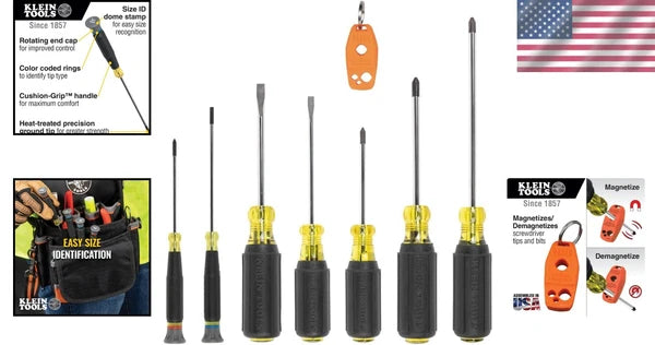 8-Piece Precision Insulated Screwdriver Set with Comfort Grip & Magnetizer