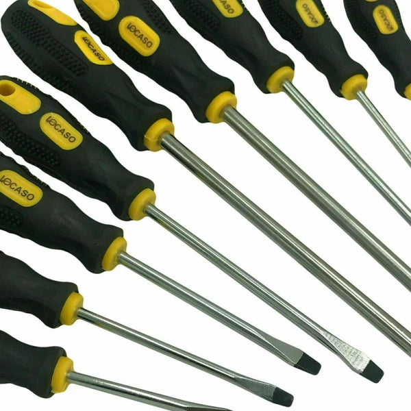 9pc Precision Magnetic Screwdriver Soft Grip Handle Philips Slotted Bit Tool Set