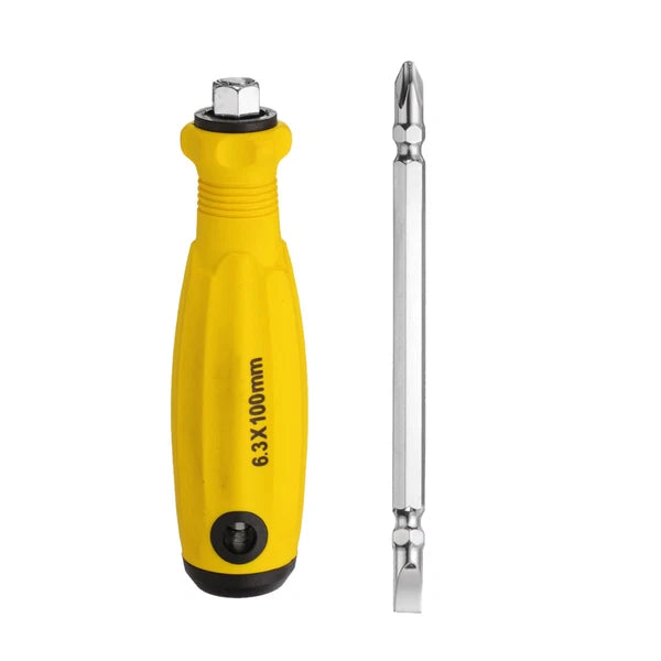 2 in 1 Screwdriver PH2 Phillips & SL3 Slotted Magnetic Screwdrivers, Yellow