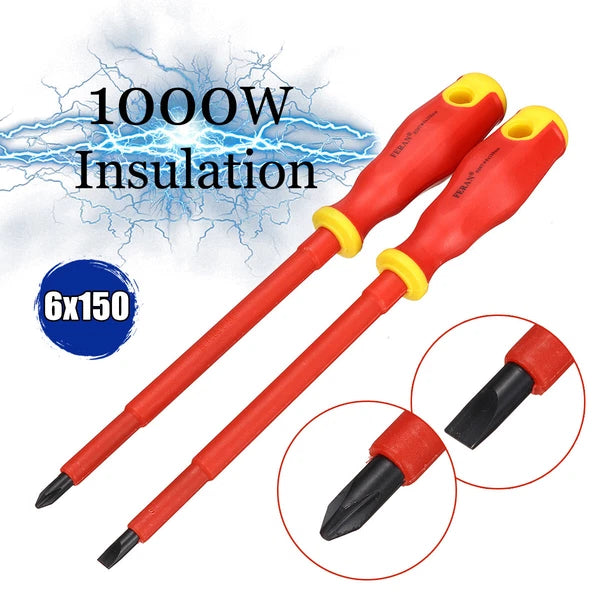 Slotted & Phillips Electrician's Insulated Magnetic Hand Screwdriver Tool Set