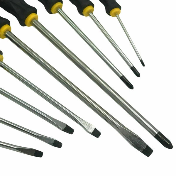 9pc Precision Magnetic Screwdriver Soft Grip Handle Philips Slotted Bit Tool Set