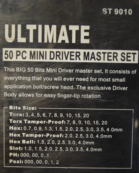 Sir Tools Ultimate 50 PC Mini-Driver Master Set ST9010 (Missing a piece)