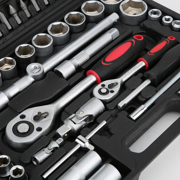 94 Pcs Wrench Socket Screwdriver Tool Set Kit Mechanics 1/2 1/4in with Case