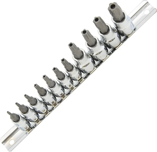 11 pc 5-POINT Security Star Bit Socket Set Torx Star Tamper Proof Bits w/ holder