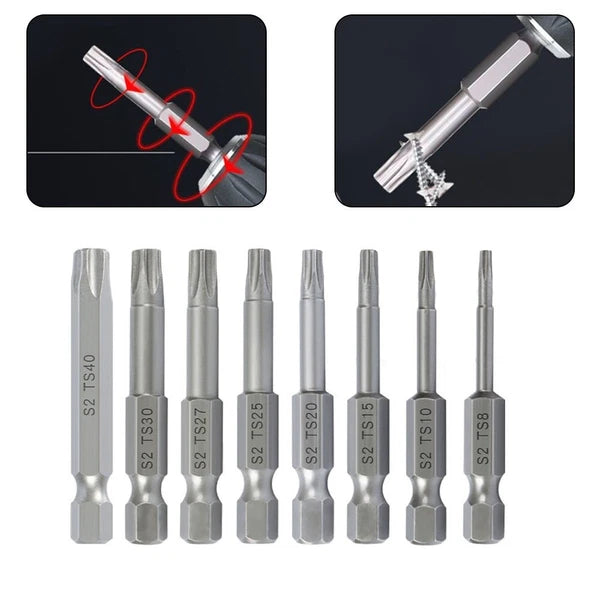 Convenient Hex Shank Magnetic Torx Screwdriver Bits Set 8Pcs 50mm Length