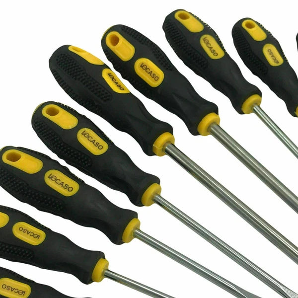 9pc Precision Magnetic Screwdriver Soft Grip Handle Philips Slotted Bit Tool Set