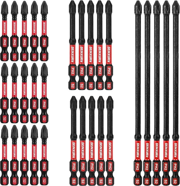 30-Piece Long Extension PH2 Screwdriver Bits Set: Tough D2 Steel & Magnetic