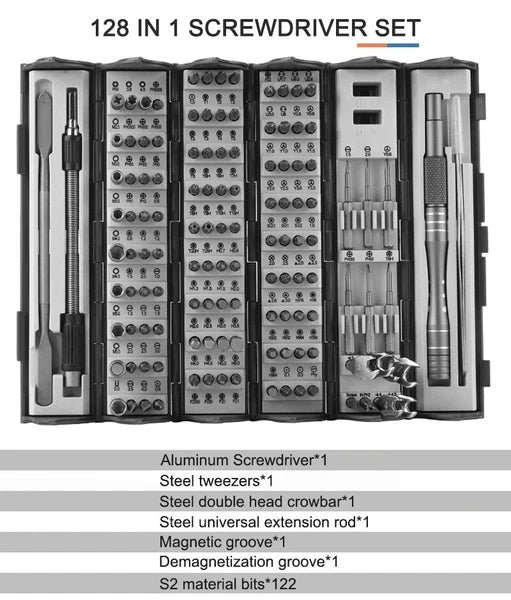 Multi Functional Screwdriver Set 128 in 1 Precision Hand Screw Drivers Kit