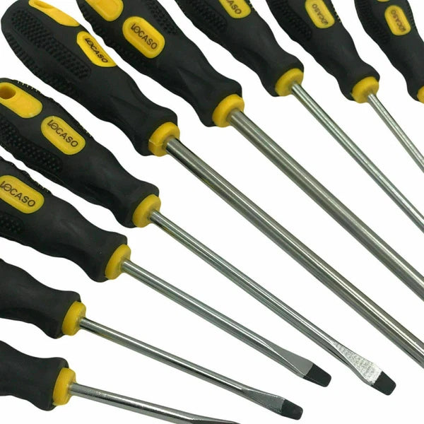 9pc Precision Magnetic Screwdriver Soft Grip Handle Philips Slotted Bit Tool Set