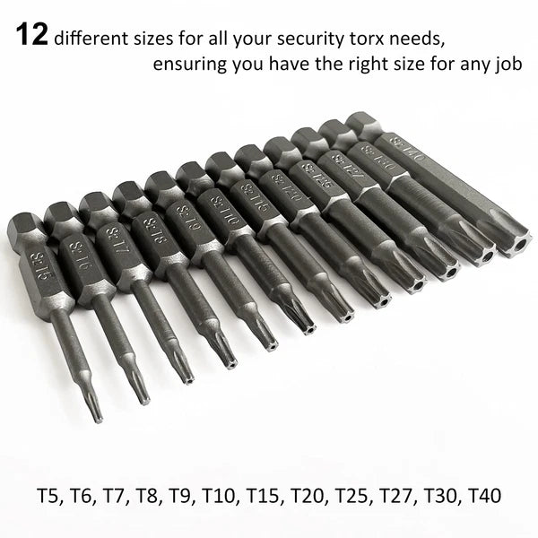 Juego De Puntas De Destornillador Torx De Estrella De Seguridad De 5 Puntos 12pc