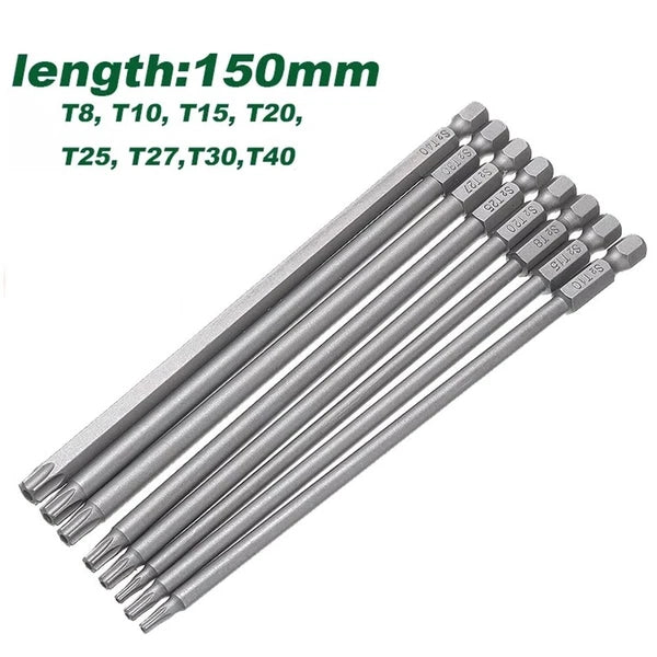 Magnetic Torx Screwdriver Bit Set for Enhanced Productivity 150mm Long