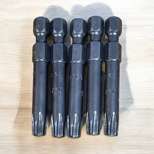 APEX 49 TX-30 TORX BITS 1/4" HEX POWER DRIVE 2" (SET OF 5) New
