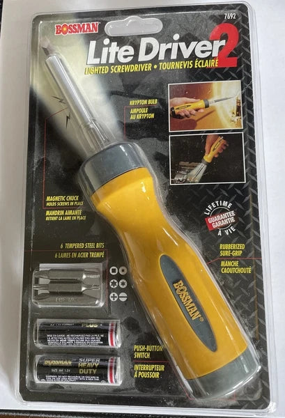 Hand-Held Screwdriver Set, Lighted, Sealed Brand New with Batteries and bits set