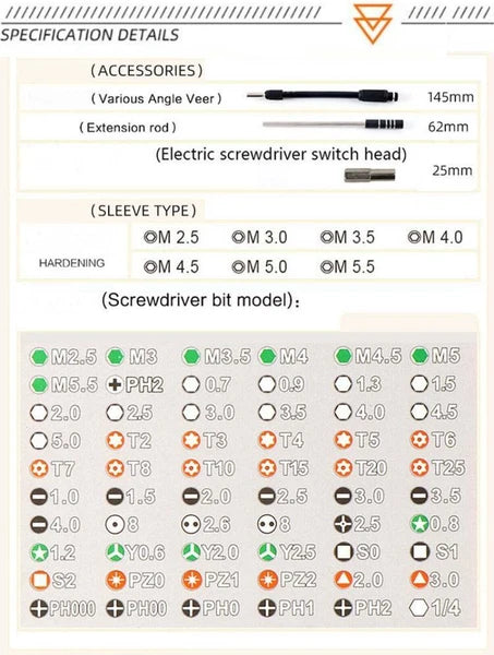 Orange 62 Pieces Precision Screwdriver set Kit Tool Laptop PC phones