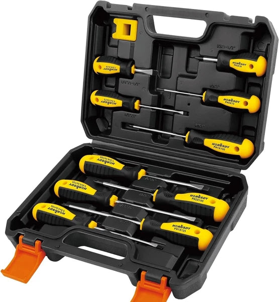 11-Piece Magnetic Screwdriver Set Chrome Vanadium Steel Includes 10 Tips & Case