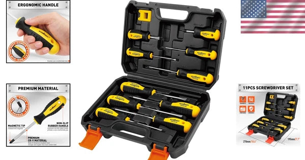 Versatile 11-Piece Precision Magnetic Screwdriver Set with Handle & Magnetizer