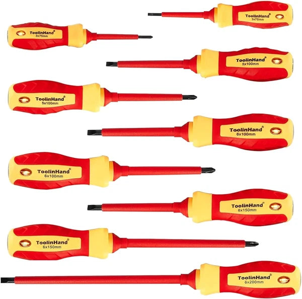 9 PCS 1000V Insulated Electrical Screwdriver Set, 4 Phillips and 5 Slotted Screw