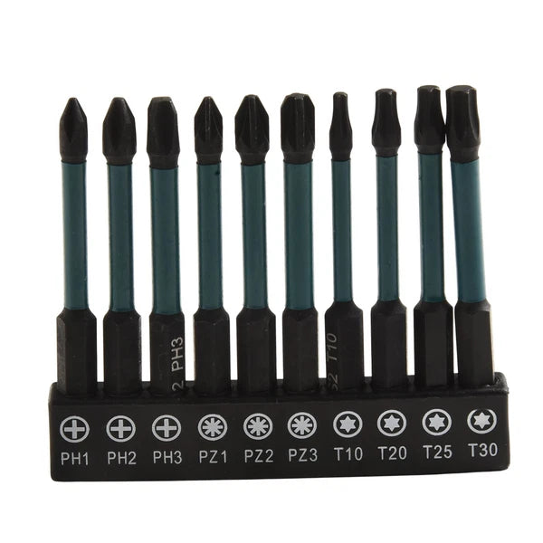 Magnetic Bit Set of 10 Pieces for Repairing Cars and Electronics Tools