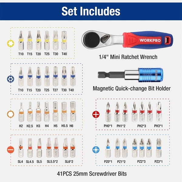 Mini Ratchet Wrench and 41PCS Screwdriver Bits Set Quick Release Ratchet Wrench