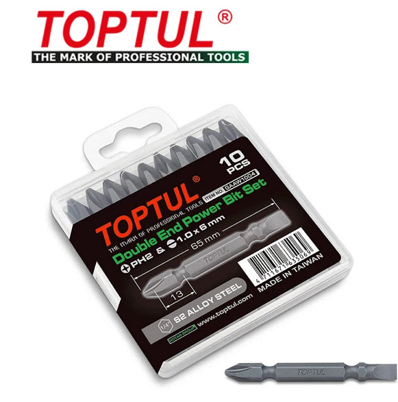 TOPTUL GAAW1004 Screwdriver 10PCS Double End Power Bit Set