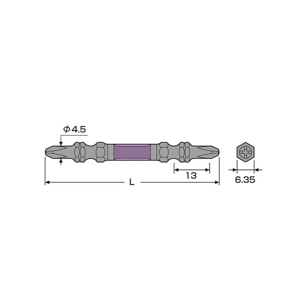 Magnetic Bit JAPAN Black Dragon Shock non slip 18V Anex PH2x65mm 1/4" SET 2