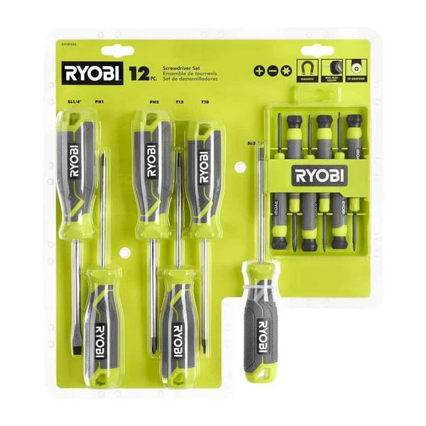Screwdriver Set (12-Piece) with Cushion Grip Handles