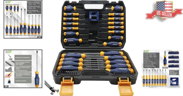 Magnetic Screwdriver Set - 66-Piece - S2 Alloy Steel - Precision Bits - Tool Box