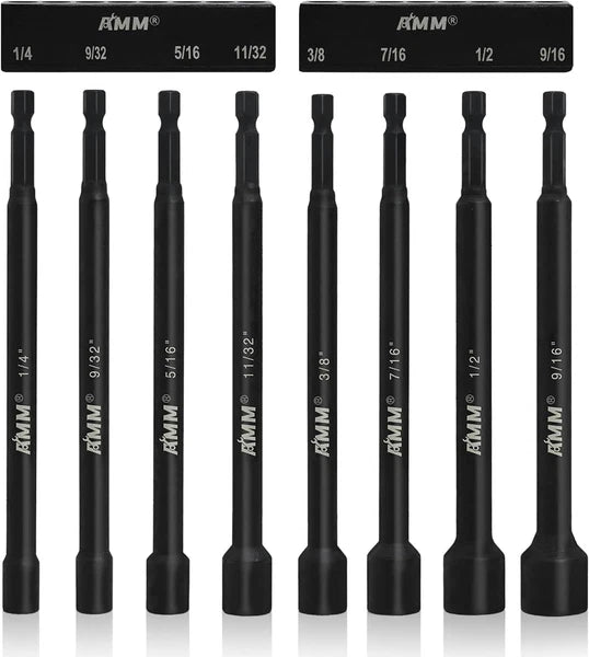 8PCS SAE Magnetic Nut Driver Set for impact drill, Long Nut Drivers 6 INCH (1