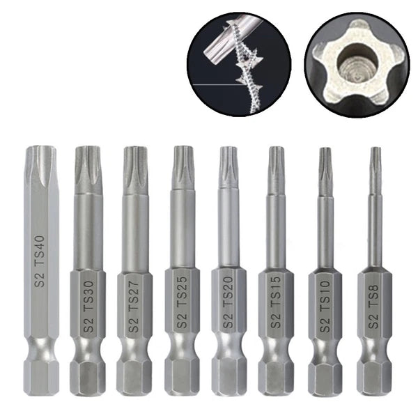 Convenient Hex Shank Magnetic Torx Screwdriver Bits Set 8Pcs 50mm Length