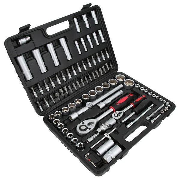 94 Pcs Wrench Socket Screwdriver Tool Set Kit Mechanics 1/2 1/4in with Case