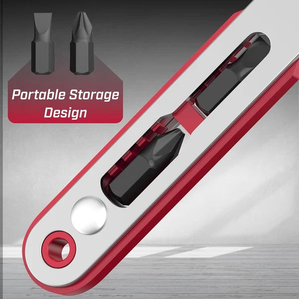 Bates Mini Ratchet Wrench, 1/4" Magnetic 90 Degree Screwdriver, Low Profile Righ