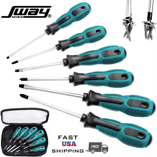 SWAY TOOLS MFG 6-Piece Magnetic Screwdriver Phillips & Slotted Max Grip