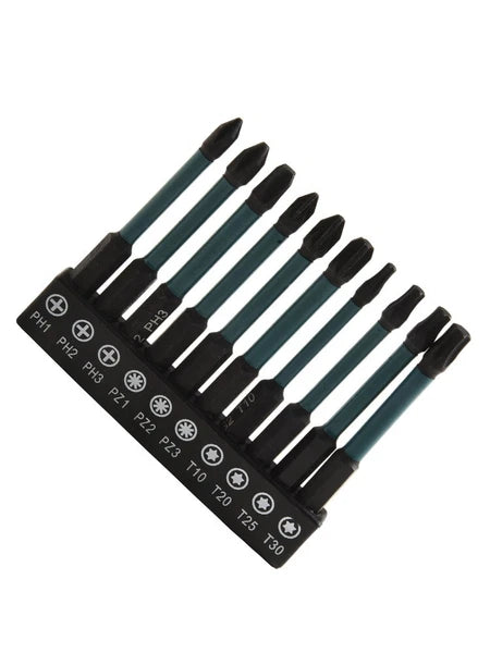 Magnetic Bit Set of 10 Pieces for Repairing Cars and Electronics Tools