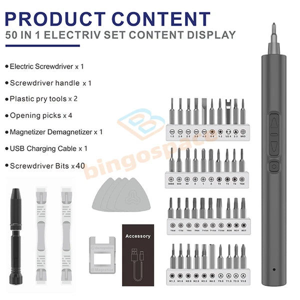 Mini Electric Screwdriver Cordless Precision Screwdriver Set with 40 Driver Bits