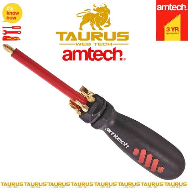 8x AMTECH Telescopic Magnetic Screwdriver Set Torx Phillips Slotted Hand Tool UK