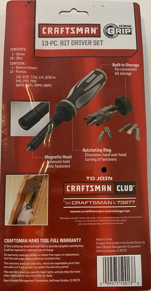 Craftsman 13 pc Bit Driver Set Extreme Grip 47227