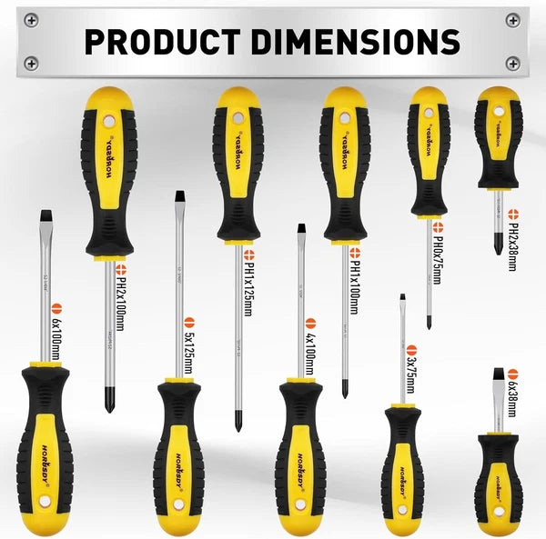 11-Piece Magnetic Screwdriver Set Chrome Vanadium Steel Includes 10 Tips & Case