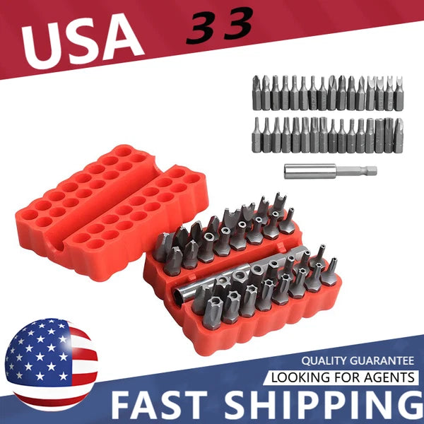 33 Torx Security Bit Set - Hex Star Spanner & Tri-Wing Tamper-Proof Tool
