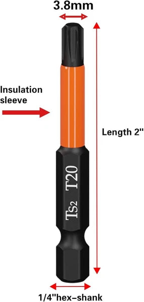 Impact Torx Bit Set, Torx Bits Tamper Resistant Star Bits Set, Size: T20
